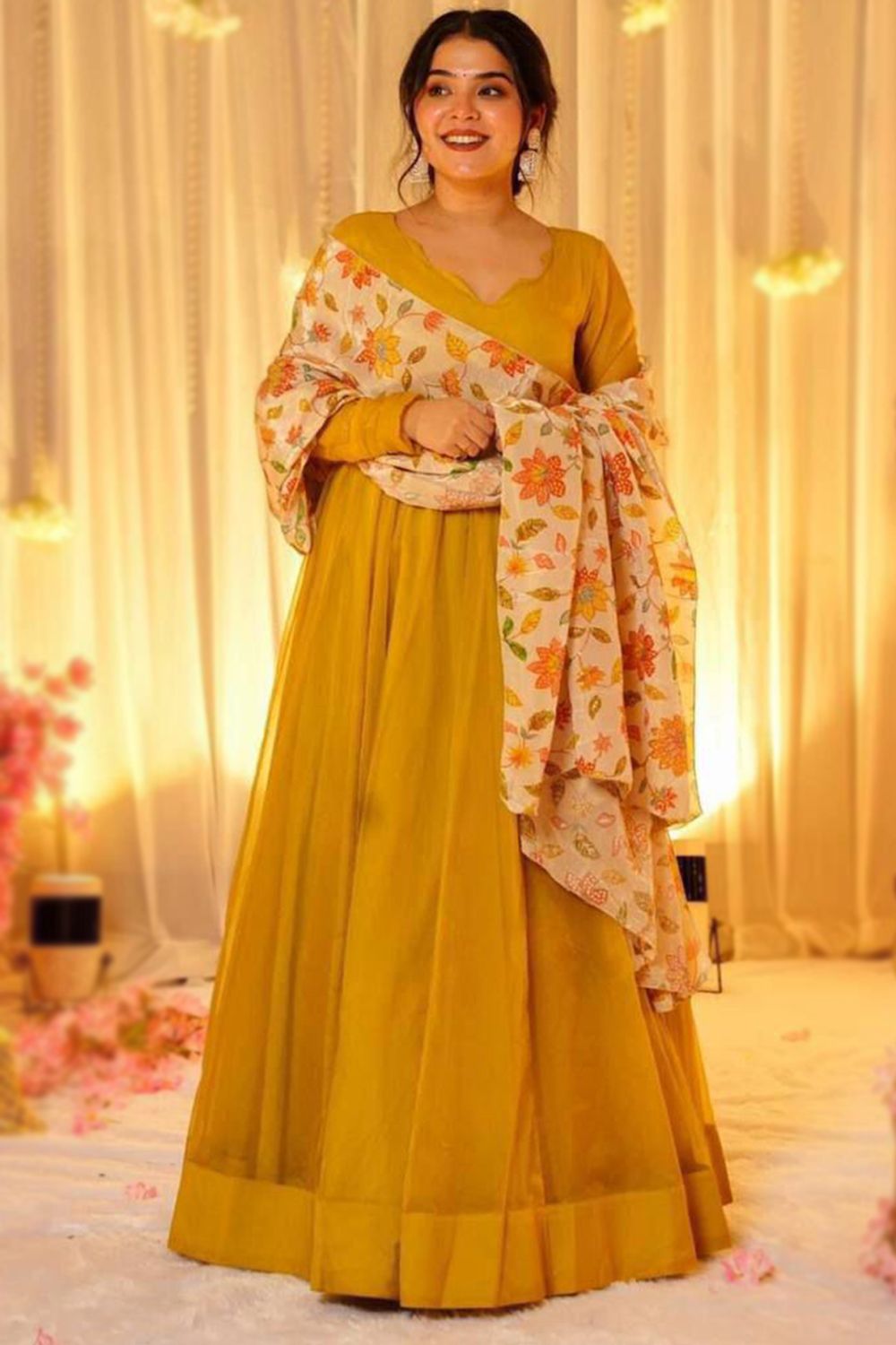 Mustard Yellow Georgette Anarkali Suit