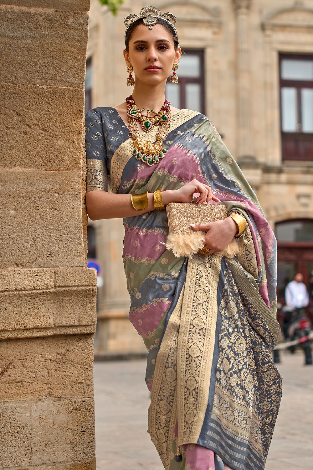 Grey Soft Silk Saree 