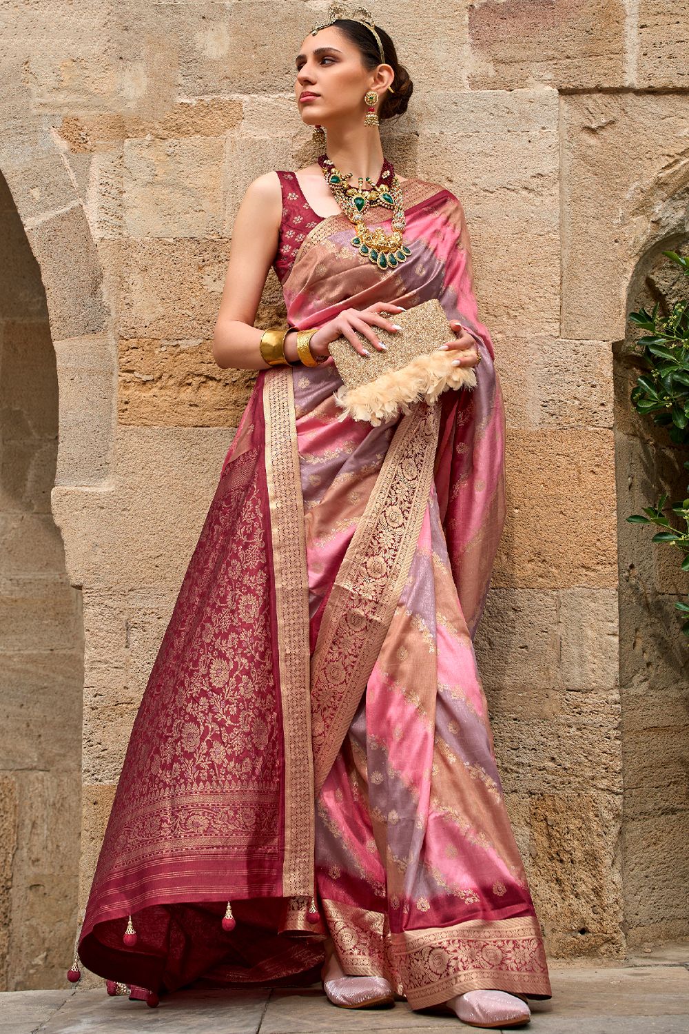 Shades of Pink Soft Silk Saree 