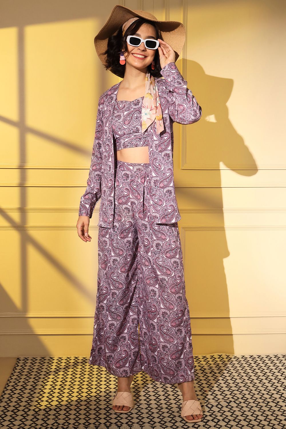 Purple Printed Crepe Co-ord Set