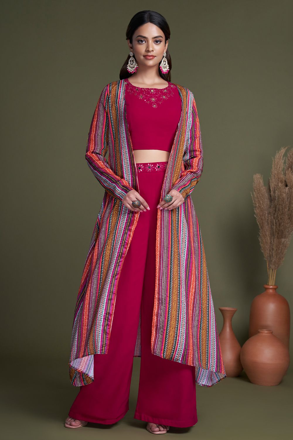 Pink Indowestern Set With Stylish Koti