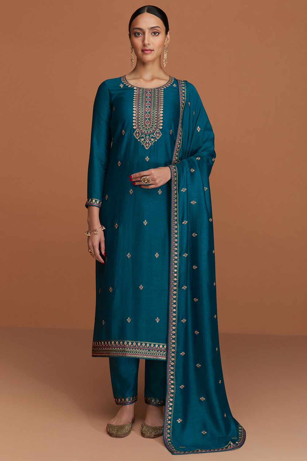 Blue Silk Trouser Suit