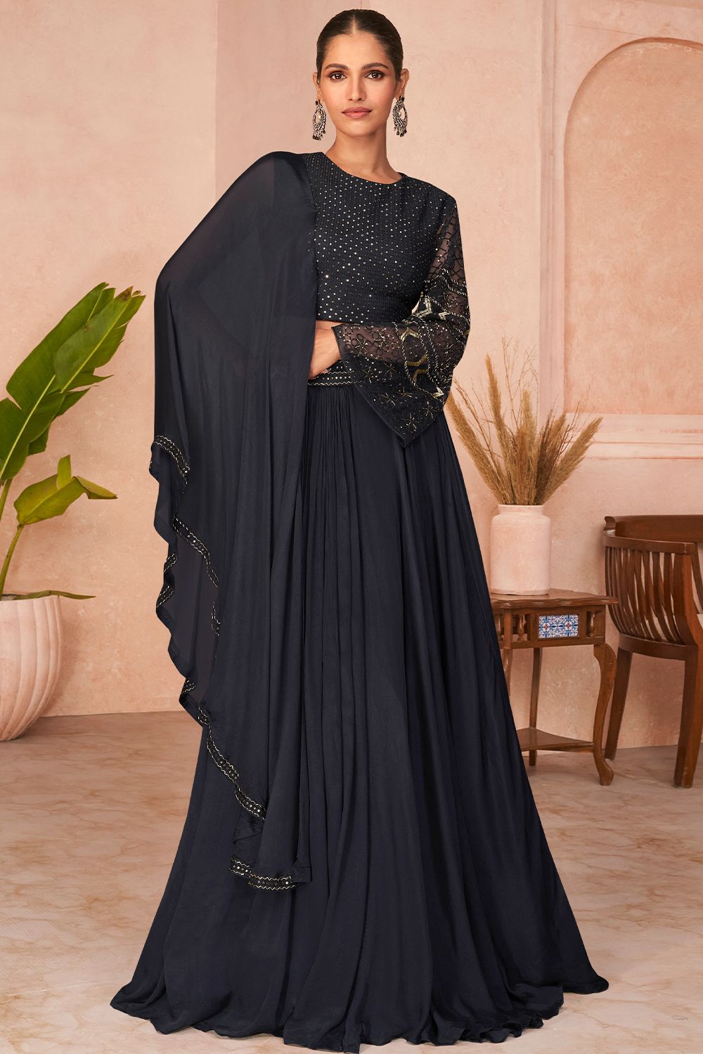 Black Sequins Embroidered Lehenga
