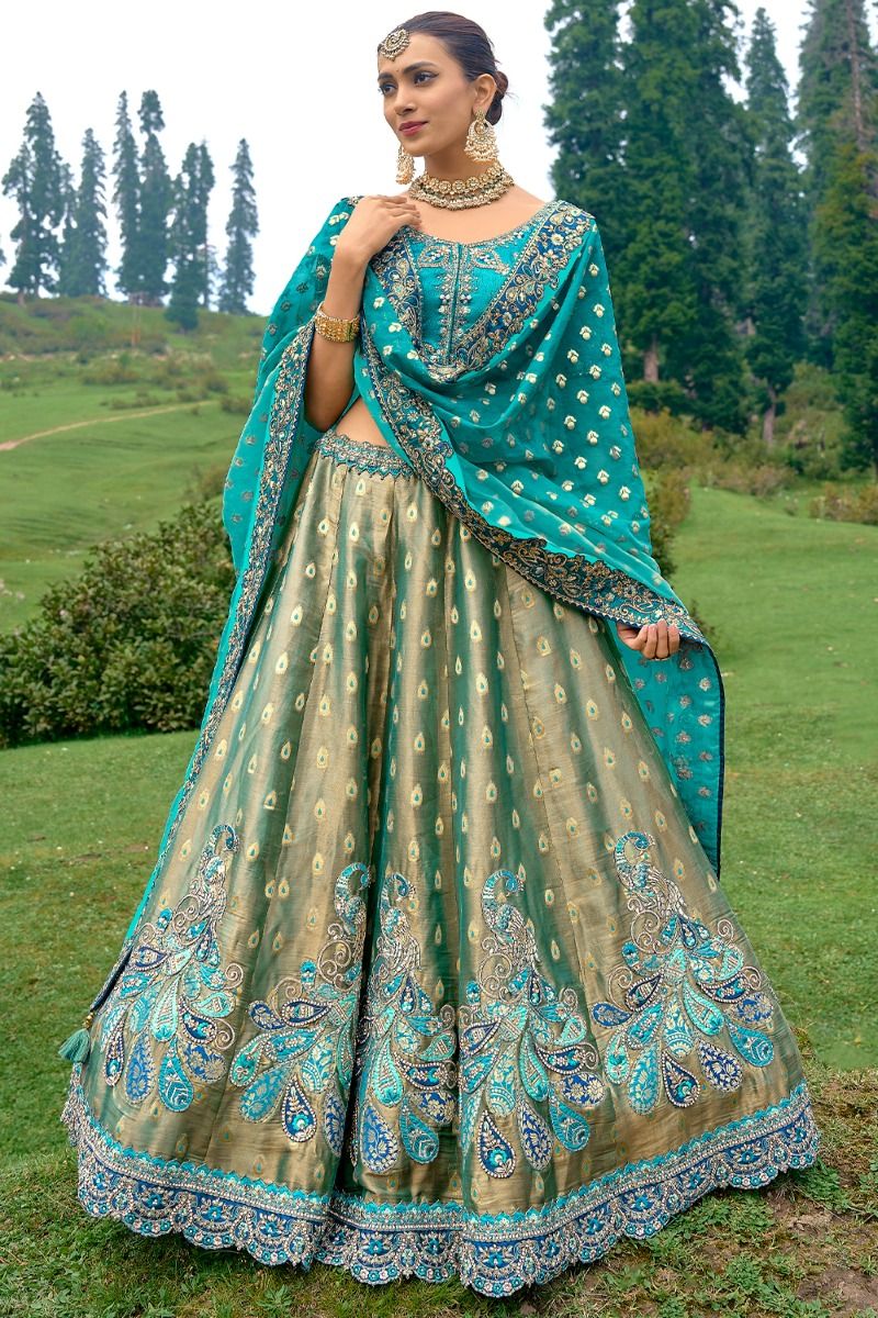 Blue Silk Lehenga Choli With Gota Work