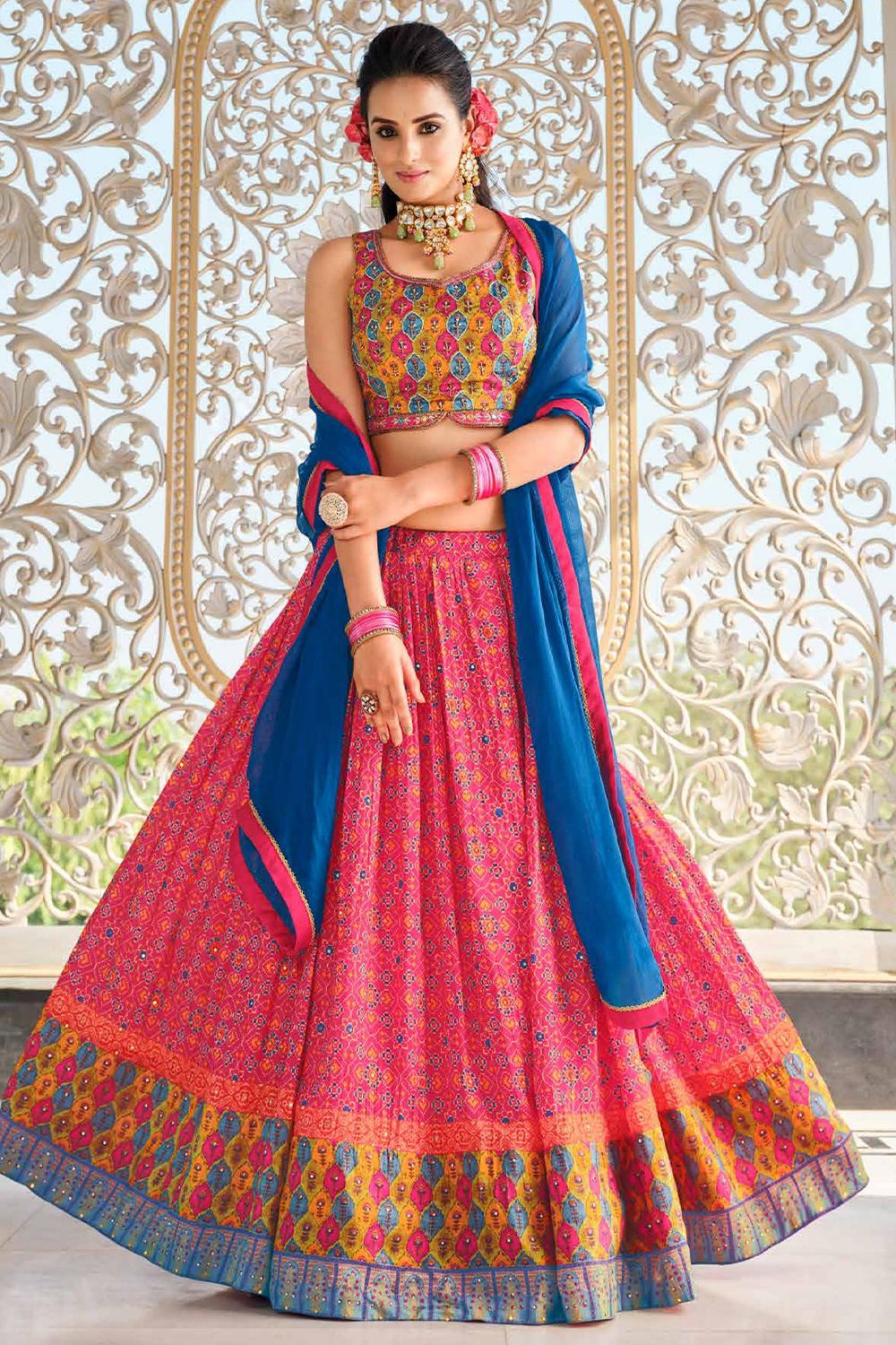 Pink Muslin Lehenga Choli