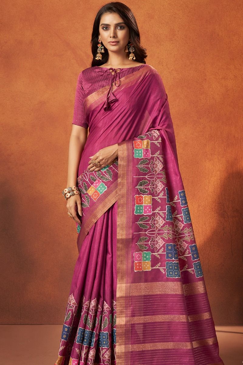 Pink Designer Crepe Silk Saree