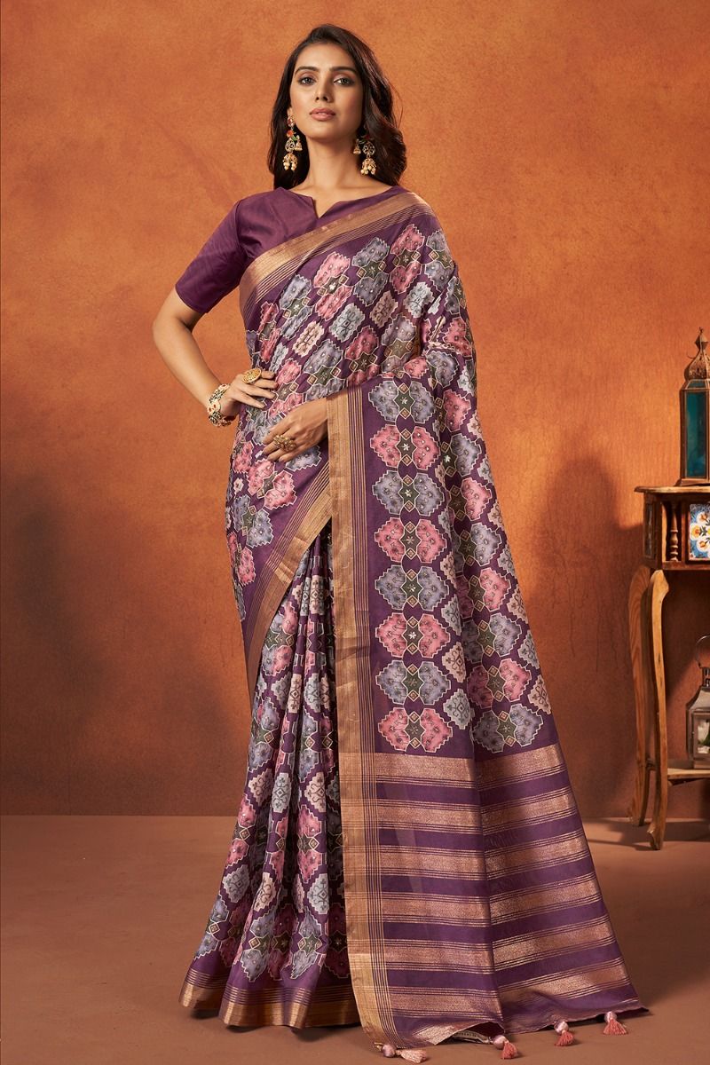 Pink Multicolor Crepe Silk Saree