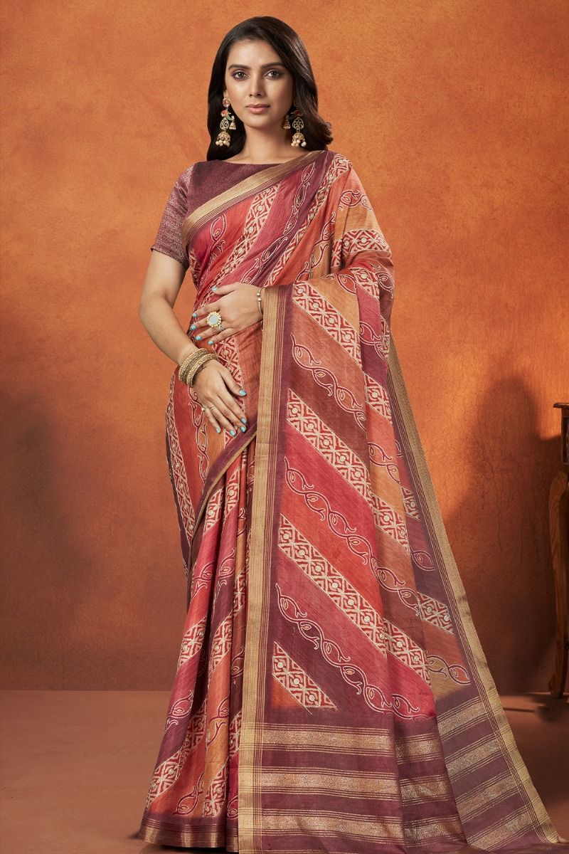 Rose Multicolor Crepe Silk Saree