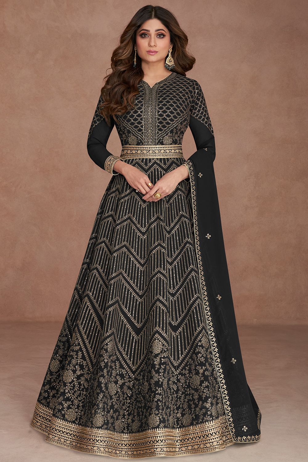 Black Georgette  Embroidered Anarkali Suit