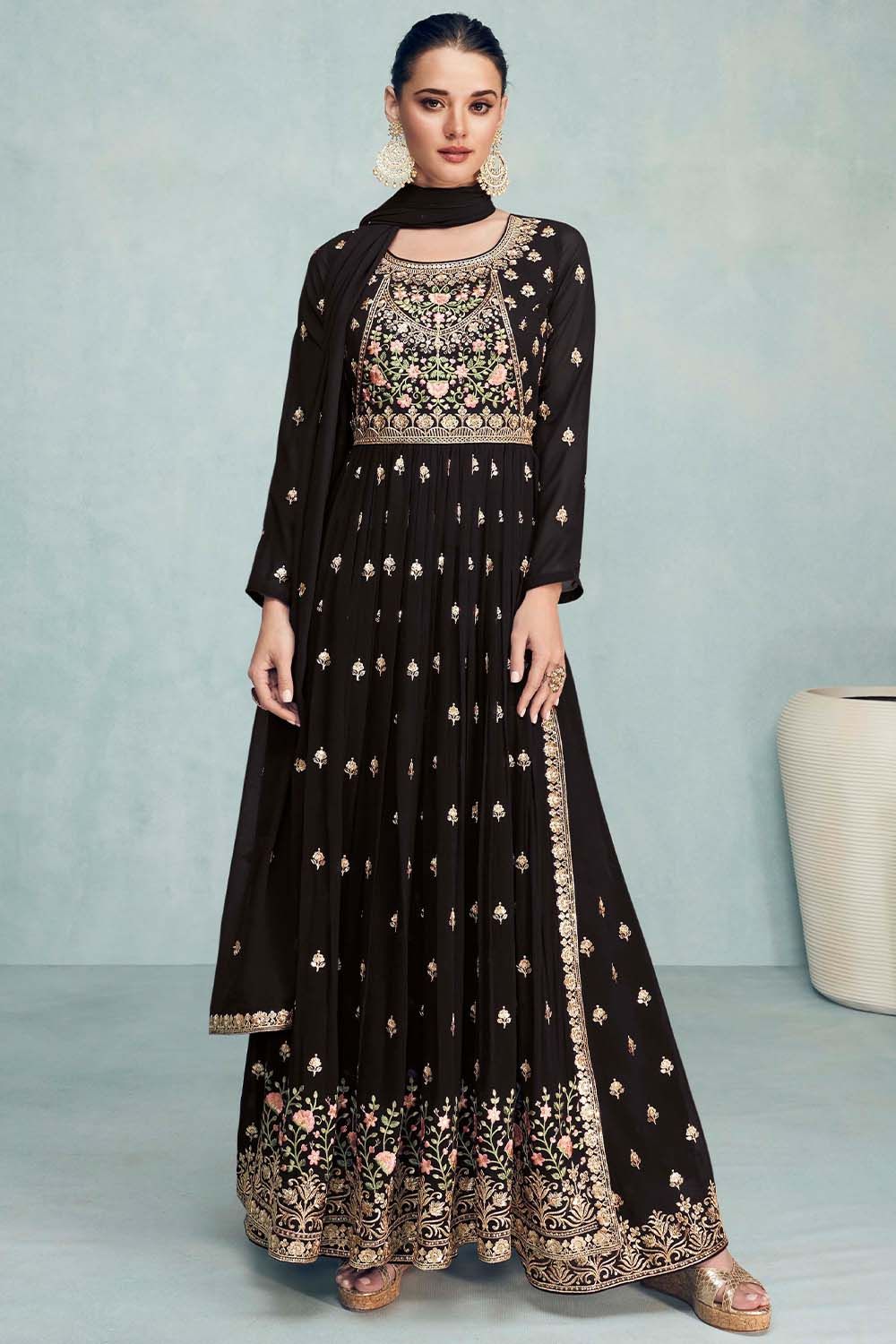 Black Georgette Palazzo Suit